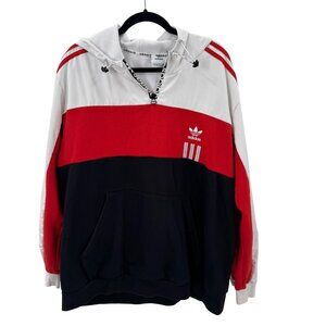 Adidas Mens Red/White/Black Hoodie Sweatshirt XXL With Kangaroo Pocket